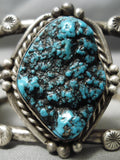 Character!! Quality Vintage Native American Navajo Spiderweb Turquoise Sterling Silver Bracelet-Nativo Arts