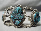 Character!! Quality Vintage Native American Navajo Spiderweb Turquoise Sterling Silver Bracelet-Nativo Arts