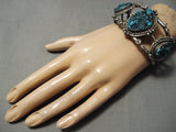 Character!! Quality Vintage Native American Navajo Spiderweb Turquoise Sterling Silver Bracelet-Nativo Arts