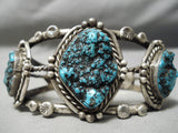 Character!! Quality Vintage Native American Navajo Spiderweb Turquoise Sterling Silver Bracelet-Nativo Arts