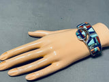 Charles Chee Vintage Native American Navajo Turquoise Inlay Sterling Silver Bracelet-Nativo Arts