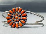 Charming Vintage Native American Zuni Coral Sterling Silver Bracelet Signed-Nativo Arts