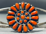 Charming Vintage Native American Zuni Coral Sterling Silver Bracelet Signed-Nativo Arts