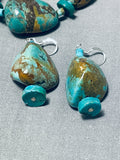 Chunky Boulder Turquoise Vintage Native American Navajo Sterling Silver Necklace Earrings-Nativo Arts