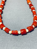 Chunky Coral Vintage Native American Navajo Sterling Silver Necklace-Nativo Arts