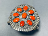 Chunky Domed Coral Vintage Native American Navajo Sterling Silver Bracelet-Nativo Arts