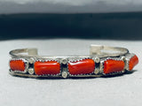 Chunky Dunky Coral Vintage Native American Navajo Sterling Silver Bracelet-Nativo Arts