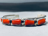 Chunky Dunky Coral Vintage Native American Navajo Sterling Silver Bracelet-Nativo Arts
