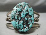 Chunky Dunky Vintage Native American Navajo Spiderweb Turquoise Sterling Silver Bracelet Old-Nativo Arts