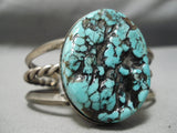 Chunky Dunky Vintage Native American Navajo Spiderweb Turquoise Sterling Silver Bracelet Old-Nativo Arts