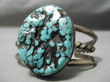 Chunky Dunky Vintage Native American Navajo Spiderweb Turquoise Sterling Silver Bracelet Old-Nativo Arts