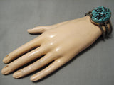 Chunky Dunky Vintage Native American Navajo Spiderweb Turquoise Sterling Silver Bracelet Old-Nativo Arts