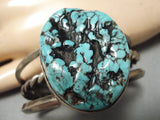 Chunky Dunky Vintage Native American Navajo Spiderweb Turquoise Sterling Silver Bracelet Old-Nativo Arts