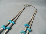 Chunky Dunky Vintage Native American Navajo Turquoise Heishi Necklace-Nativo Arts