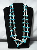 Chunky Dunky Vintage Native American Navajo Turquoise Heishi Necklace-Nativo Arts