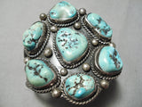 Chunky Rare Vintage Native American Navajo Green Old Kingman Turquoise Sterling Silver Bracelet-Nativo Arts