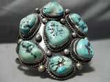 Chunky Rare Vintage Native American Navajo Green Old Kingman Turquoise Sterling Silver Bracelet-Nativo Arts