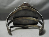 Chunky Rare Vintage Native American Navajo Green Old Kingman Turquoise Sterling Silver Bracelet-Nativo Arts
