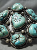 Chunky Rare Vintage Native American Navajo Green Old Kingman Turquoise Sterling Silver Bracelet-Nativo Arts
