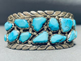 Chunky Turquoise Heavy Vintage Native American Zuni Sterling Silver Bracelet-Nativo Arts