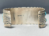Chunky Turquoise Heavy Vintage Native American Zuni Sterling Silver Bracelet-Nativo Arts