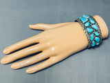 Chunky Turquoise Heavy Vintage Native American Zuni Sterling Silver Bracelet-Nativo Arts
