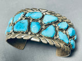 Chunky Turquoise Heavy Vintage Native American Zuni Sterling Silver Bracelet-Nativo Arts