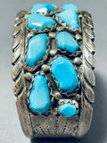 Chunky Turquoise Heavy Vintage Native American Zuni Sterling Silver Bracelet-Nativo Arts
