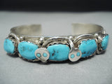 Chunky Turquosie Snake Vintage Native American Zuni Sterling Silver Bracelet-Nativo Arts