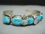Chunky Turquosie Snake Vintage Native American Zuni Sterling Silver Bracelet-Nativo Arts