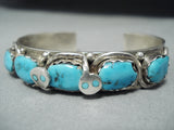 Chunky Turquosie Snake Vintage Native American Zuni Sterling Silver Bracelet-Nativo Arts