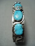 Chunky Turquosie Snake Vintage Native American Zuni Sterling Silver Bracelet-Nativo Arts