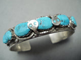 Chunky Turquosie Snake Vintage Native American Zuni Sterling Silver Bracelet-Nativo Arts