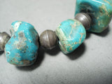 Chunky Vintage Native American Navajo Turquoise Sterling Silver Bead Necklace-Nativo Arts