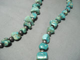 Chunky Vintage Native American Navajo Turquoise Sterling Silver Bead Necklace-Nativo Arts