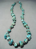 Chunky Vintage Native American Navajo Turquoise Sterling Silver Bead Necklace-Nativo Arts