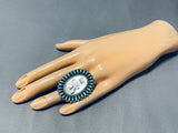Colossal Detailed Vintage Native American Zuni Turquoise Dancer Sterling Silver Ring-Nativo Arts
