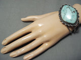 Colossal Vintage Native American Navajo Carico Lake Turquoise Sterling Silver Bracelet Old-Nativo Arts