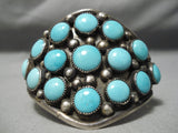 Colossal Vintage Native American Navajo Circle Turquoise Sterling Silver Bracelet Old-Nativo Arts