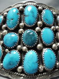 Colossal Vintage Native American Navajo Deep Blue Turquoise Sterling Silver Bracelet-Nativo Arts