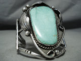 Colossal Vintage Native American Navajo Green Turquoise Sterling Silver Bracelet Old-Nativo Arts