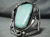 Colossal Vintage Native American Navajo Green Turquoise Sterling Silver Bracelet Old-Nativo Arts