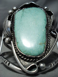 Colossal Vintage Native American Navajo Green Turquoise Sterling Silver Bracelet Old-Nativo Arts