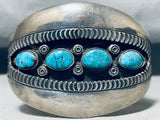 Colossal Vintage Native American Navajo Lone Mountain Turquoise Sterling Silver Bracelet-Nativo Arts