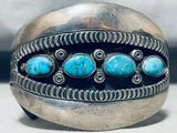 Colossal Vintage Native American Navajo Lone Mountain Turquoise Sterling Silver Bracelet-Nativo Arts