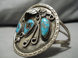 Colossal Vintage Native American Navajo Old Morenci Turquoise Sterling Silver Bracelet-Nativo Arts