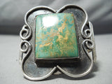 Colossal Vintage Native American Navajo Squared Royston Turquoise Sterling Silver Bracelet Old-Nativo Arts