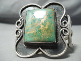Colossal Vintage Native American Navajo Squared Royston Turquoise Sterling Silver Bracelet Old-Nativo Arts