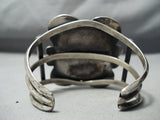 Colossal Vintage Native American Navajo Squared Royston Turquoise Sterling Silver Bracelet Old-Nativo Arts