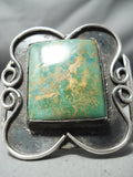 Colossal Vintage Native American Navajo Squared Royston Turquoise Sterling Silver Bracelet Old-Nativo Arts